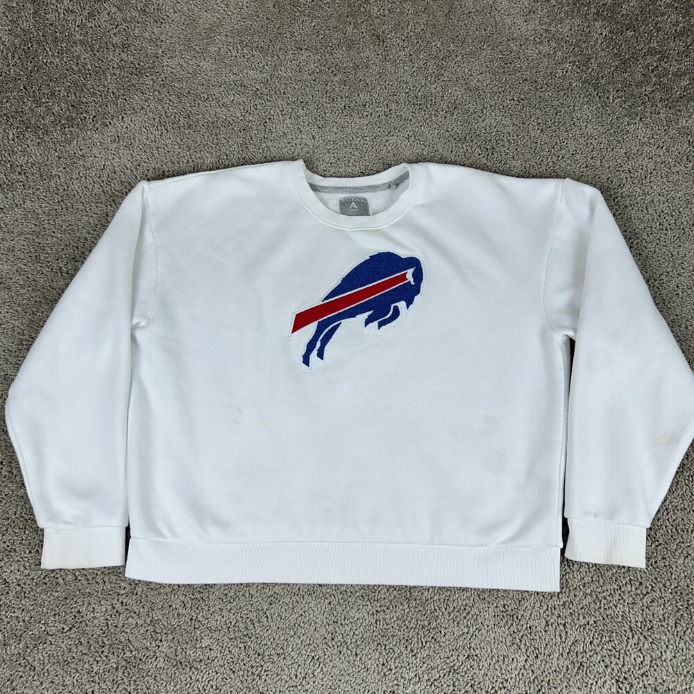 Buffalo Bills Sweatshirt Womens Extra Large White Blue Crewneck Antigua Ladies